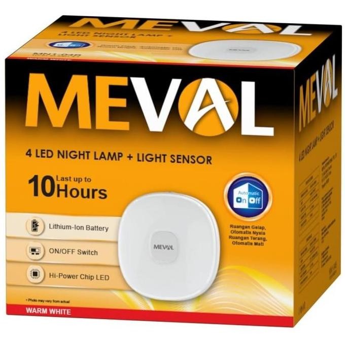 Lampu Tidur 4 LED Night Lamp + Sensor Cahaya (Kuning) - Meval