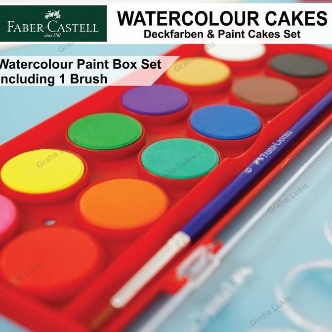 

ready !!! FABER CASTELL Watercolours Deckfarben / Cat Air Set 12 - Free Brush