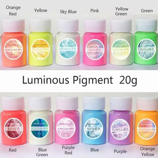 

ready !!! Pewarna bubuk neon glow in the dark resin menyala slime bathbom lilin