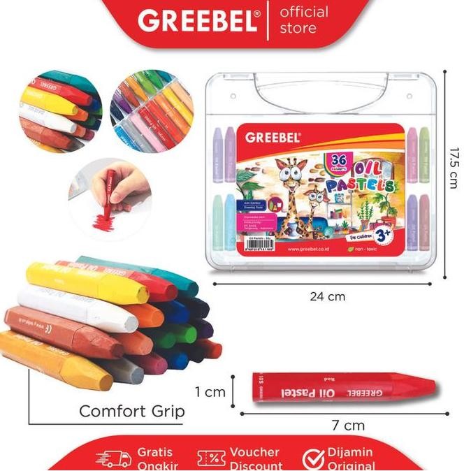 

ready !!! Crayon Greebel 36 Warna / Oil Pastel Greebel 36 Warna Non toxic