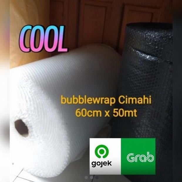 

ready Bubble Wrap 60cm x 50mt ECO hitam, bening via Gosend, Grab cimahi