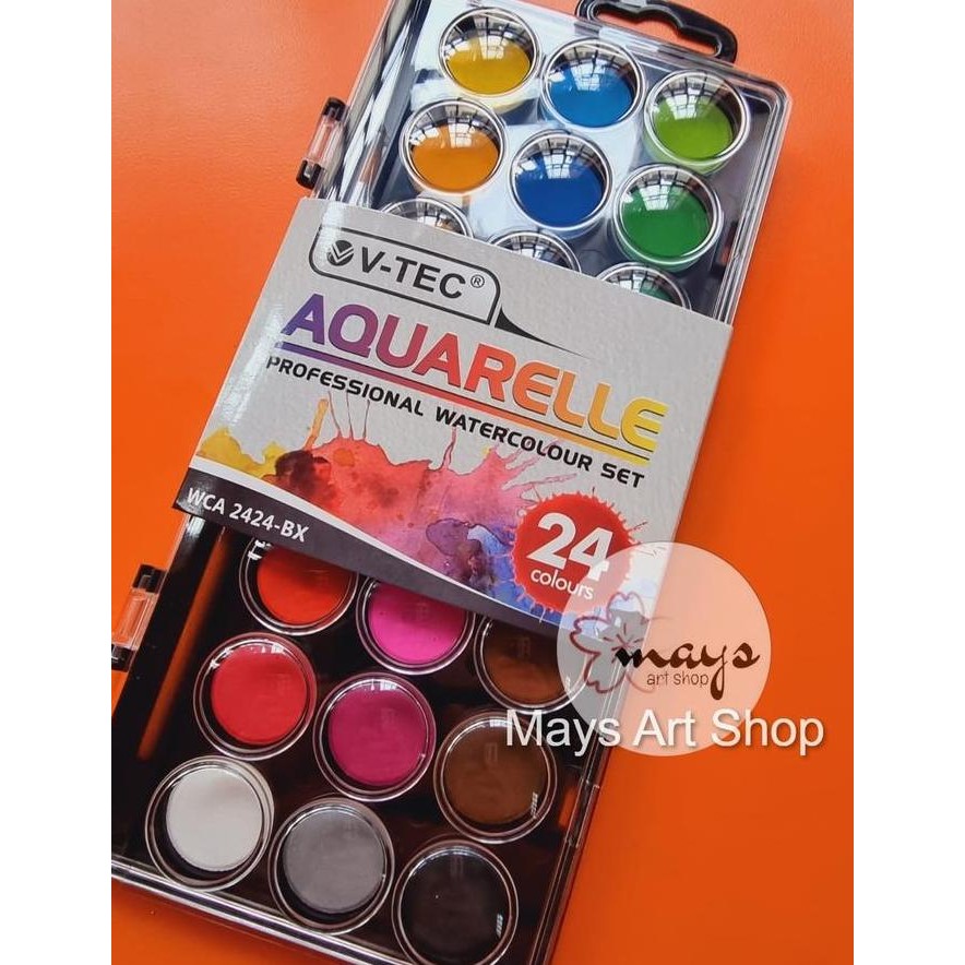 

ready !!! V-Tec Solid Watercolor Aquarelle Set Paint - Cat Air Padat Isi 12 24 36 Warna Terang Vtec 23 mm - Cat Lukis Watercolour Mini Acquerelli Color Colour Colors Set Kuas