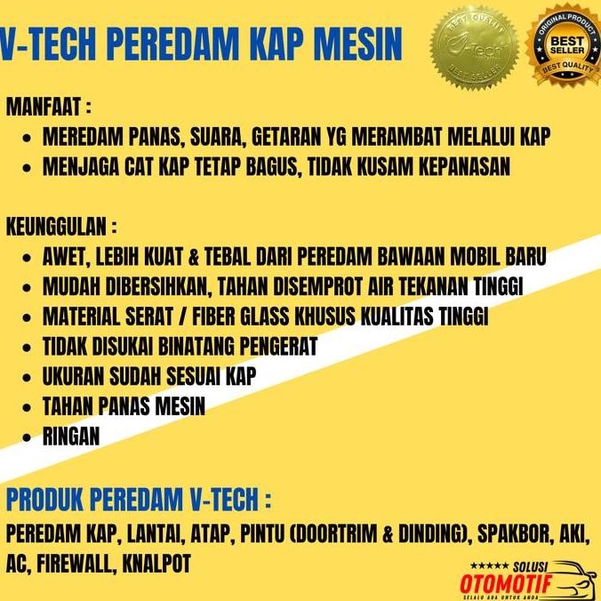 ISUZU DMAX Peredam Panas Kap Mesin Aksesoris Mobil VTECH Ori + Klip murah