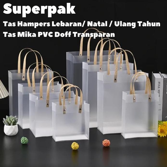 

ready (Grosir 10buah) Tas Mika Doff Transparan Goodie Bag Premium Hampers