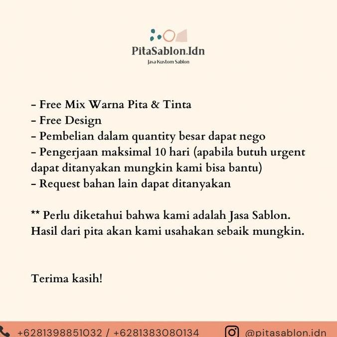 

ready Pita Sablon Grossgrain 2.5cm Label Pita Jasa Sablon Pita Salur