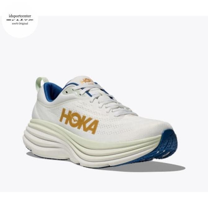 Termurah Hoka Bondi 8 Mens Road Running Shoes - Frost / Gold