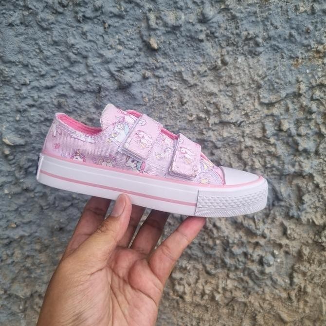 Tersedia Sepatu Anak Perempuan TK SD Motif Kuda Pony Unicorn Pendek Perekat