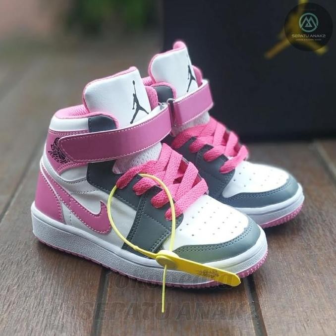 Tersedia Sepatu anak perempuan jordan high lavender-pink abu sepatu jordan anak