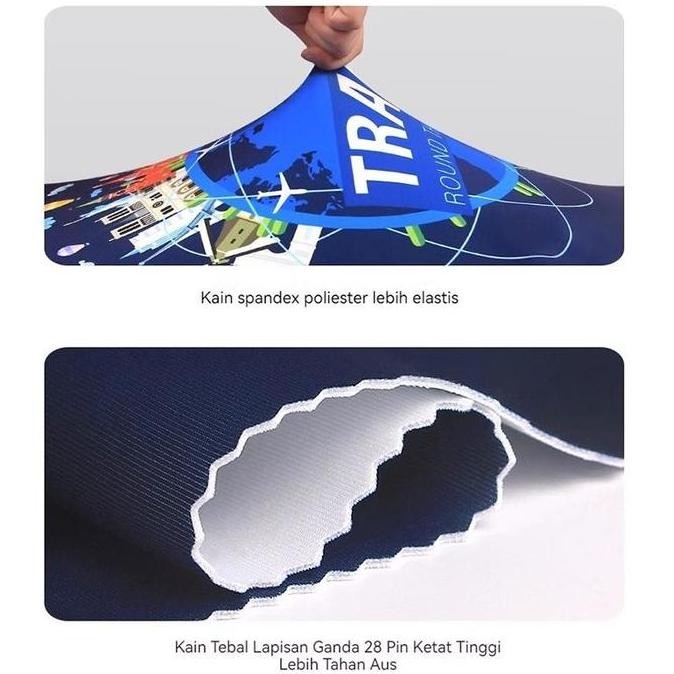 Sarung Cover Pelindung Koper Elastis / Luggage Cover Lucu Tebal Premium Bagus Spandek Impor / Luggag