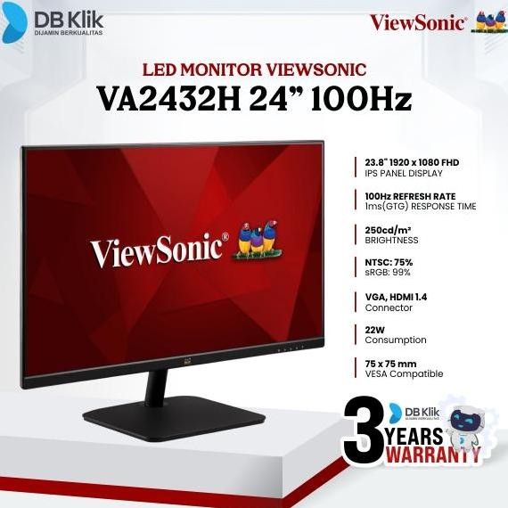Premium LED Monitor VIEWSONIC Va2432H 24" IPS FHD 100Hz 1ms HDMI VGA - Va2432H