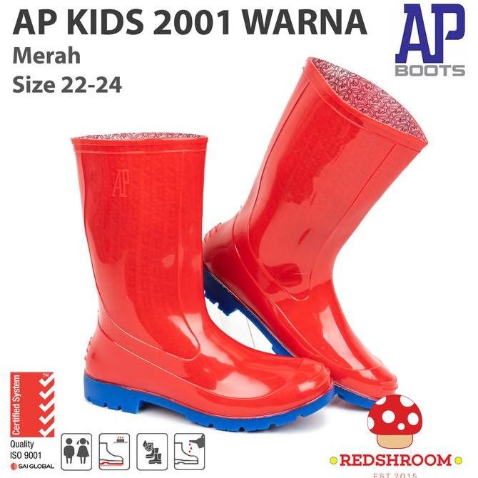Tersedia Sepatu Boot Anak AP BOOTS 2001 Merah Biru - Sepatu Boot Karet