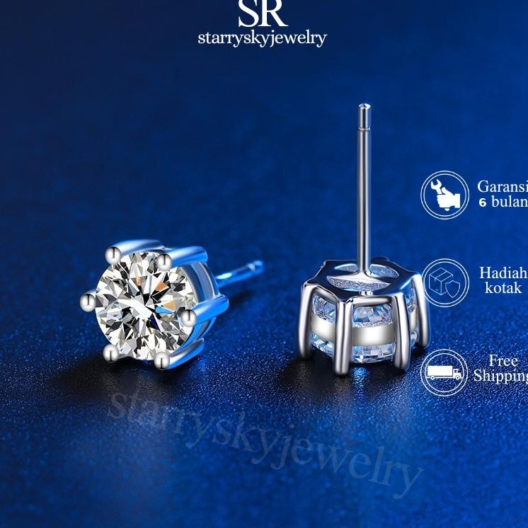 Anting Titanium Pria Wanita Anti Karat Anting Berlian Emas Putih Couple Anting Tusuk Fashion Daily