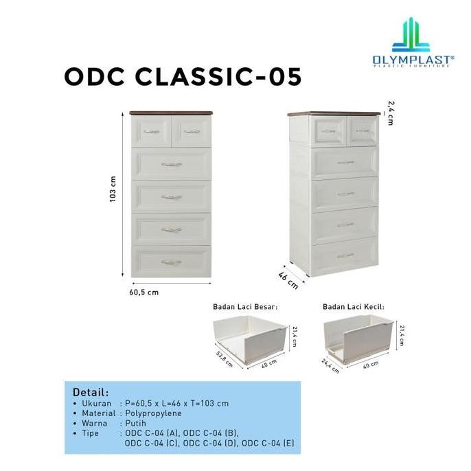 Terjangkau Olymplast Classic Drawer Cabinet Laci 5 Susun Odc Classic 05