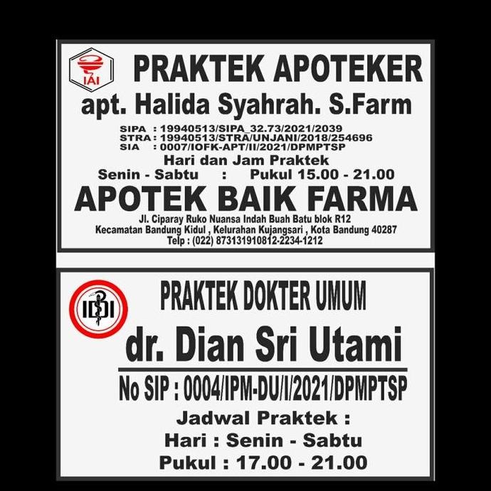 

plang nama JALAN TOKO DOKTER BIDAN PLAT ALUSTIK 80 x 60 cm BOLAK BALIK