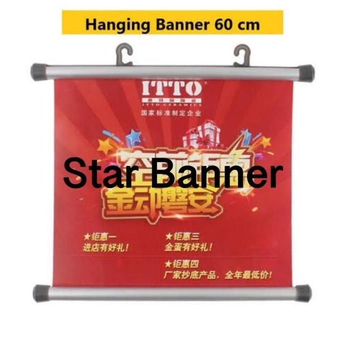 

Hanging banner 60 dan 80 - alat promosi gantung poster