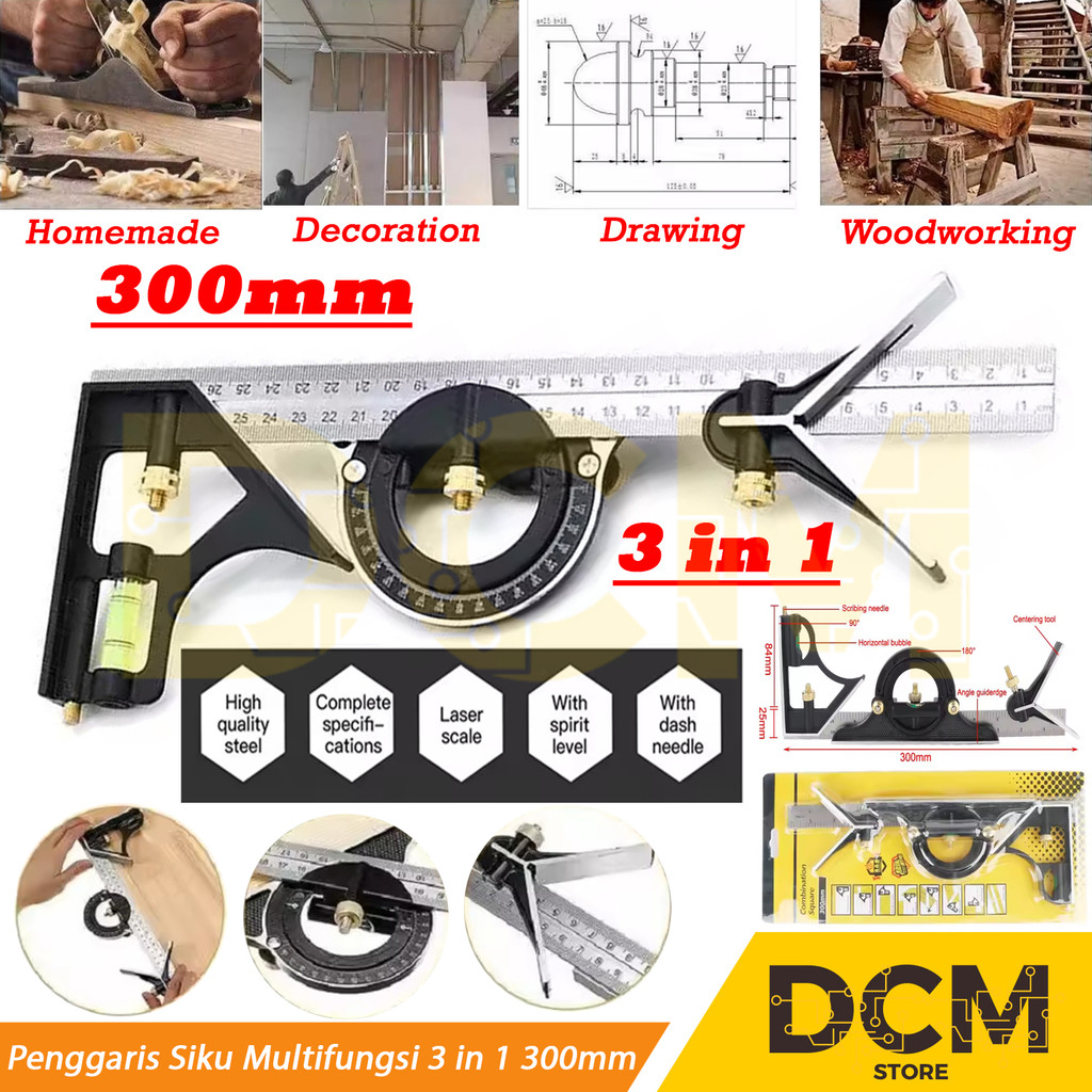 

Penggaris Siku Multifungsi 3in1 Sudut Kombinasi Square Waterp 300mm