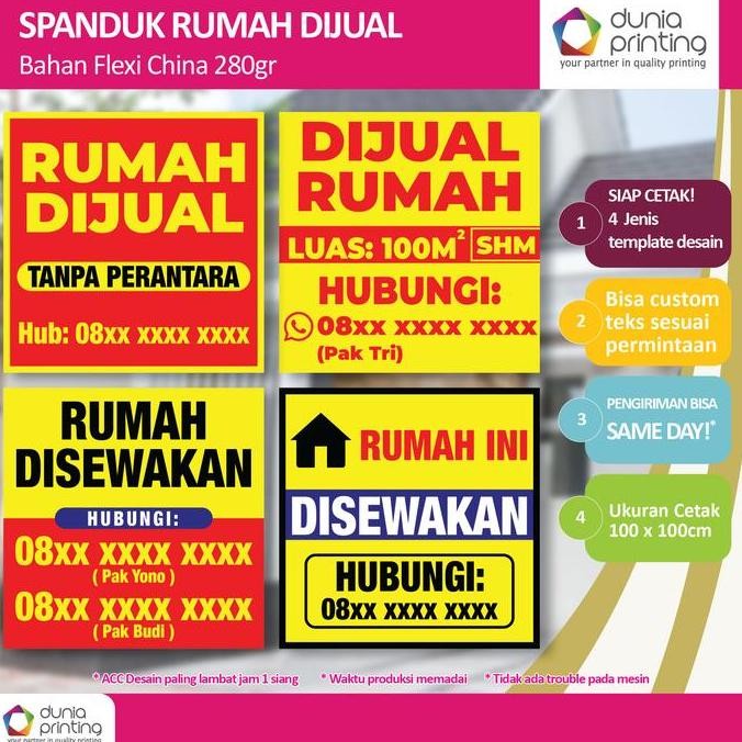 

Spanduk Banner rumah Dijual / di sewa / Di kontrakan