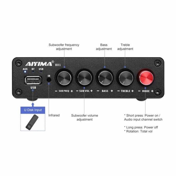 Aiyima 2.1 Digital Class D Amplifier Bluetooth 5.0. Baru New Stok