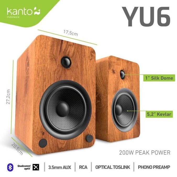 Kanto Yu6 Yu 6 - Powered Bookshelf Speaker W/ Phono Pre-Amp New Stok