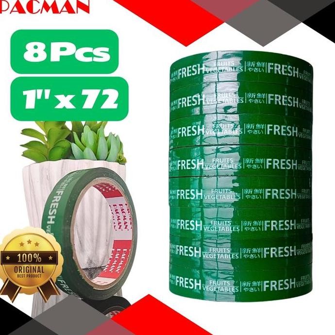 

Termurah 8 Pcs / 1 Slop Selotip Fresh Vegetable 1 Inchi X 72 Pita Buah Isolasi Fresh Vegetable Merk Pacman Original 100%