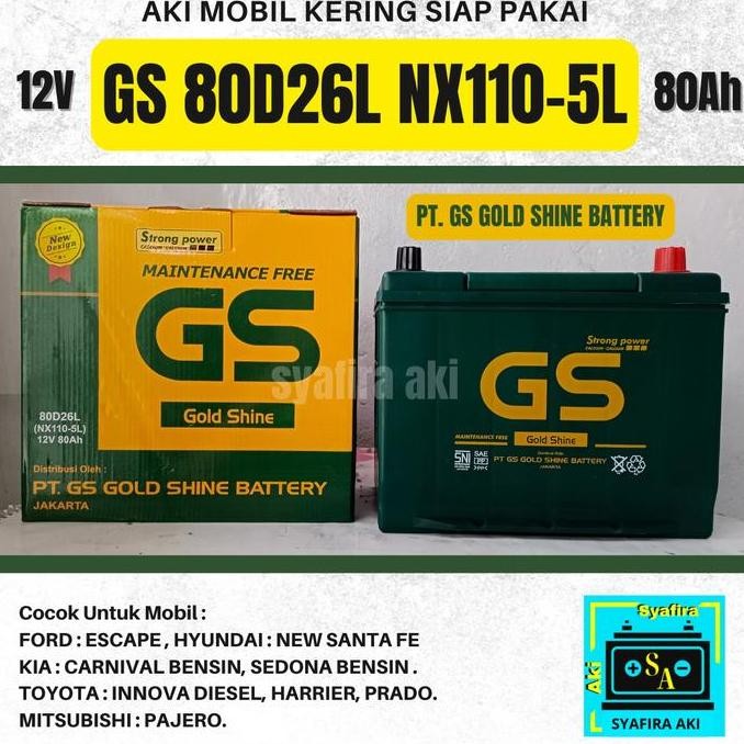 Aki Mobil Mitsubishi Pajero Gs Mf 80D26L 12V 80Ah Accu Kering