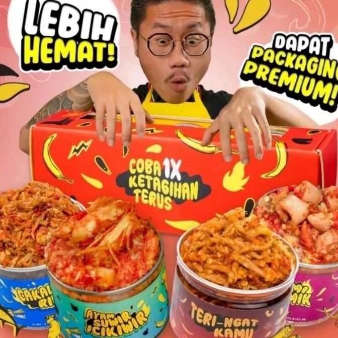 

Eatsambel Paket Hemat Isi 4 Kaleng Cumi Ciamik Cakalang Rindu Teri Ayam Suwir 150 Gr