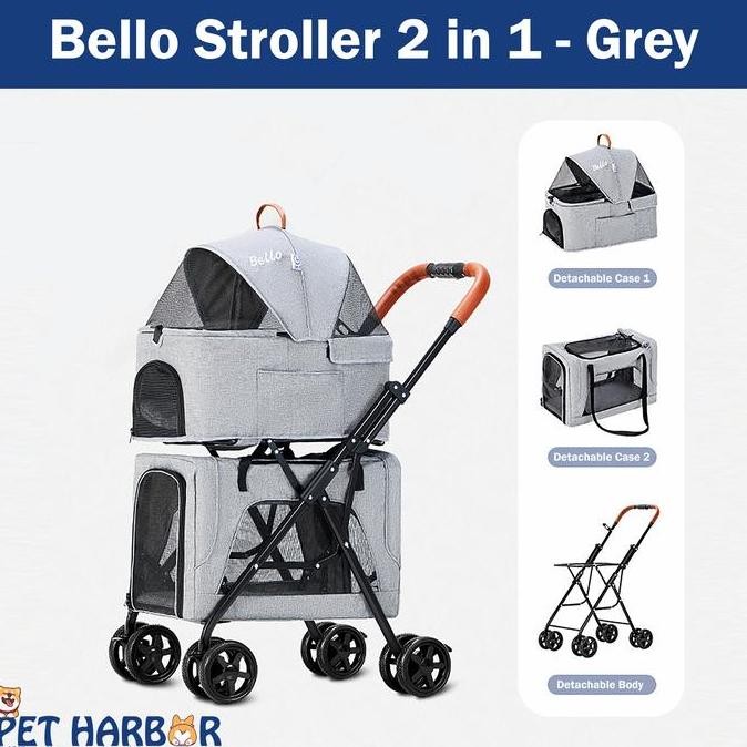 Pet Dog Cat Stroller |Kereta Dorong Troli Anjing Kucing Bello Tingkat