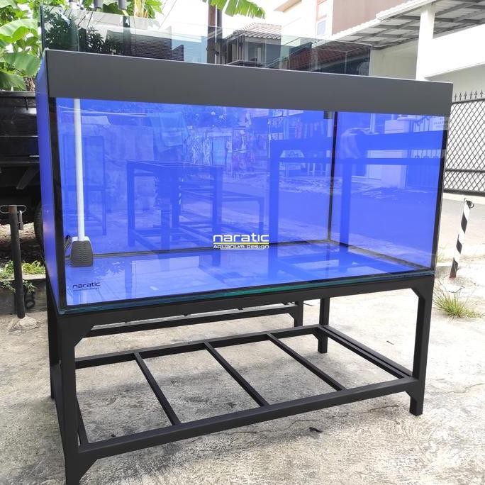 Aquarium Fullset 120X60X60 10Mm & Rak Holo Ceper Stiker Biru
