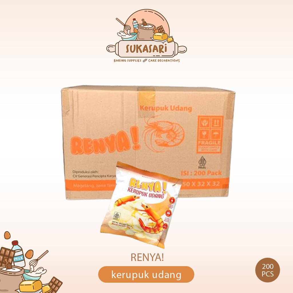 

Kerupuk Udang Renya 200pcsx 10g / kerupuk udang renyah murah 1 dus