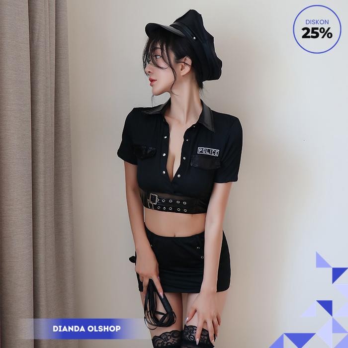 LINGERIE GAYA SEKSI COSPLAY POLICE LINGERIES LINGERE HOT KOSTUM PERMAINAN BAJU DINAS MALAM POLICE WO