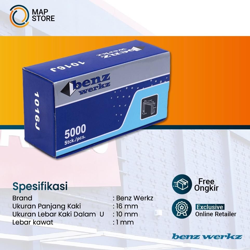 

BENZ 1016J ISI MESIN STAPLES PAKU TEMBAK U MATA NAILER GUN 1016 J