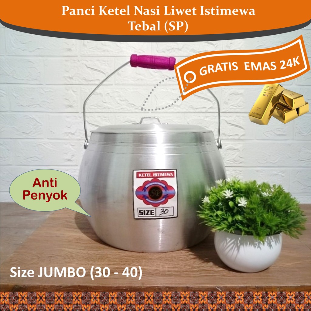 Panci Liwet Ketel Kastrol Nasi Liwet Istimewa Besar Jumbo No. 30 / No. 40 tidak lengket tidak gosong