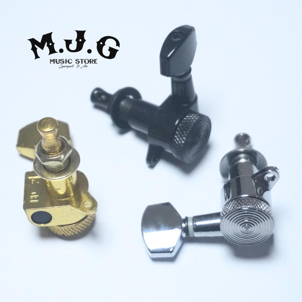 dryer puteran tuning pegs kunci locking gitar elektrik 3R 3L les paul SG style chrome black gold