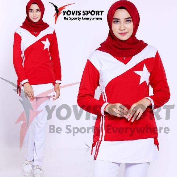 Setelan Senam Hut Kemerdekan RI / Setelan Olahraga Yovis Edisi HUT RI / Setelan Olahraga Merah Putih