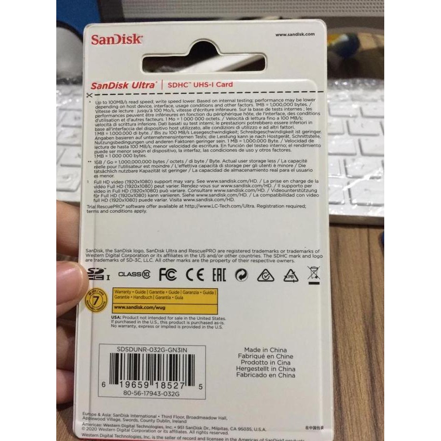 Sdhc Sandisk 32Gb C10 100Mb/S Sdsdunr-032G-Gn3In / Sdhc 32Gb Sandisk New Stok