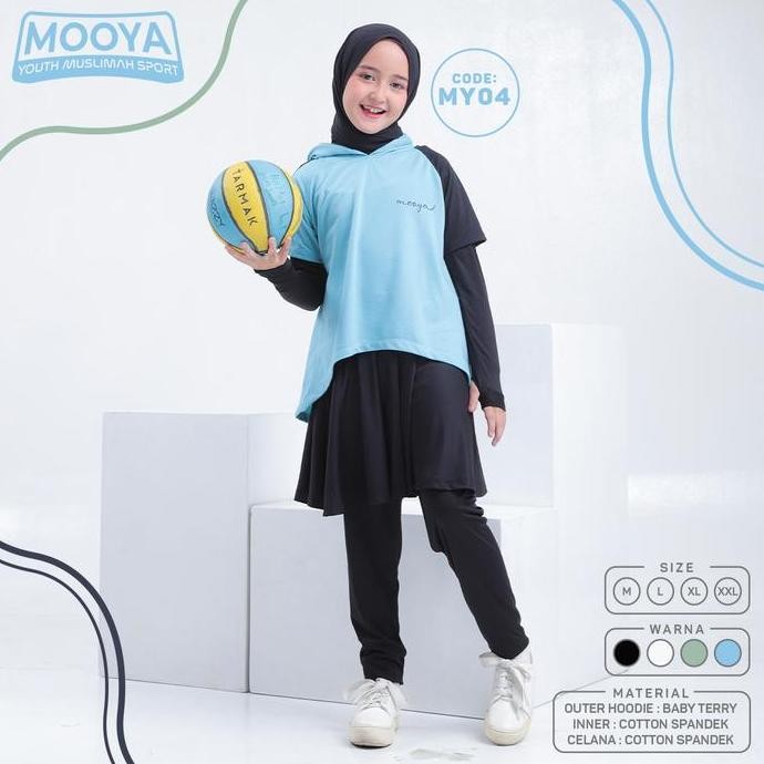 Tersedia Setelan Olahraga Muslimah Remaja & Anak Perempuan 3 in 1 untuk Usia Tanggung 6-14 Tahun - S