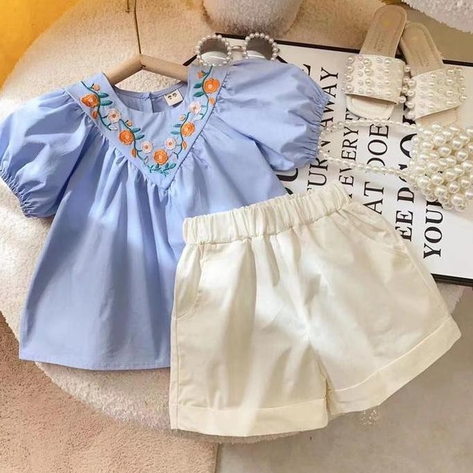 Tersedia BABYHOKI STORE Usia 7 8 9 10 Tahun Baju Anak Tanggung Cewek [363648] - Setelan Blouse Celan
