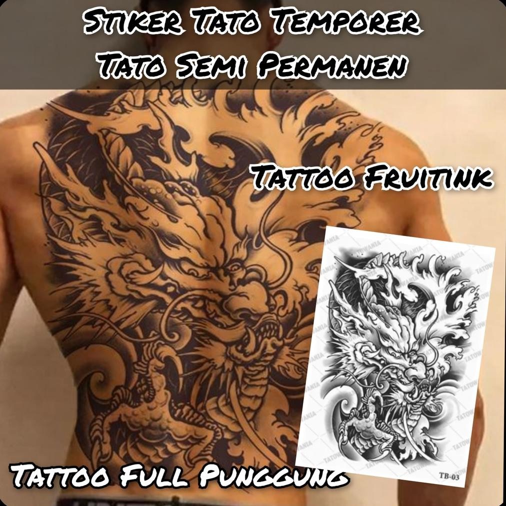 TattooPop - Stiker Tato Temporer Motif TB- Tato Temporer Full Punggung - Tato Temporer Fruitink UK 3