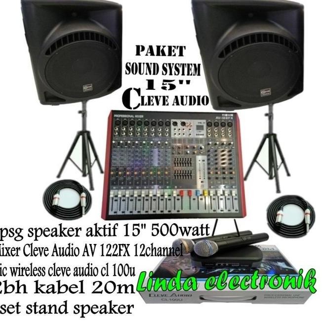 PAKET SOUND SYSTEM 15INCH CLEVE AUDIO DAN MIXER 12CHANNEL