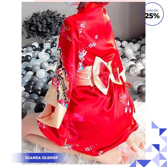 KIMONO SEXY HOT LINGERIE WANITA BAJU TIDUR MOTIF JEPANG SET A562 CANGGIH