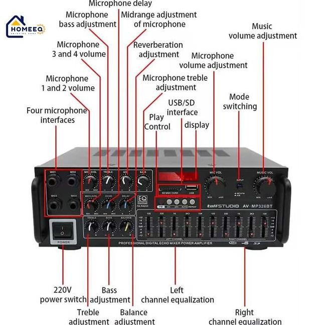 AMPLIFIER MIXER AUDIO TAFFSTUDIO BLUETOOTH USB KARAOKE