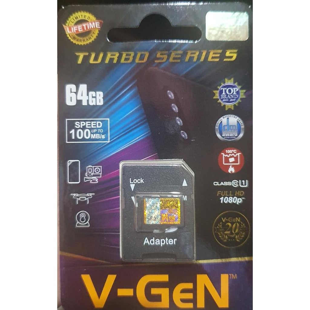 Micro Sd 64Gb V-Gen Memory Card Hp Vgen Microsd Turbo 64 Gb Class 10 New Stok