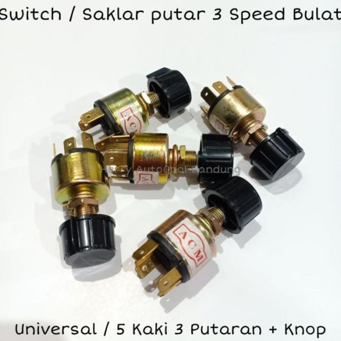 [Expert] Saklar Putar Switch AC Mobil Rubahan Pasangan 5 Kaki 3 Speed Bulat