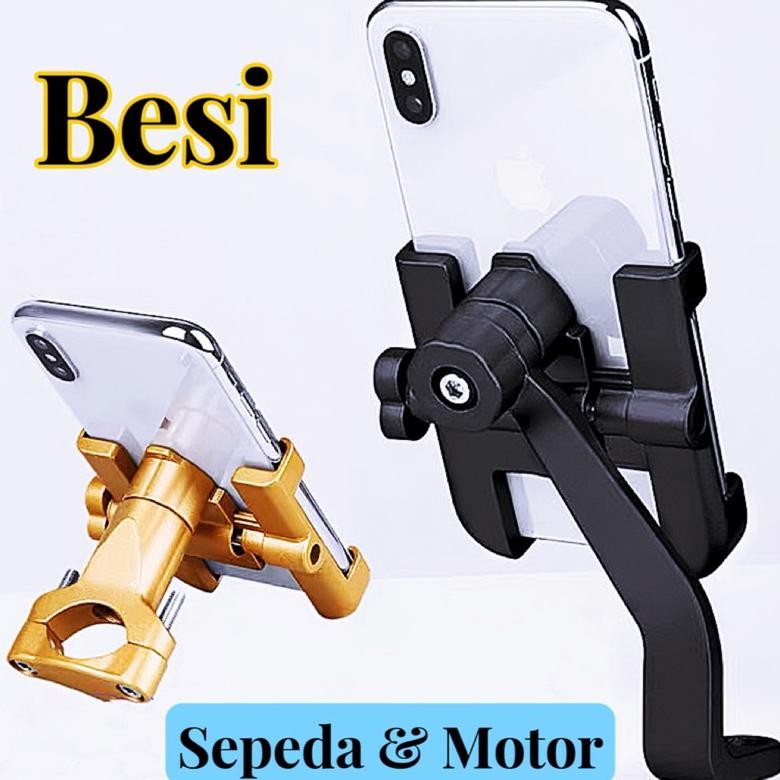 PHONE HOLDER SPION MOTOR PHONE HOLDER STANG MOTOR PHONE HOLDER STANG SEPEDA FULL BESI ASLI