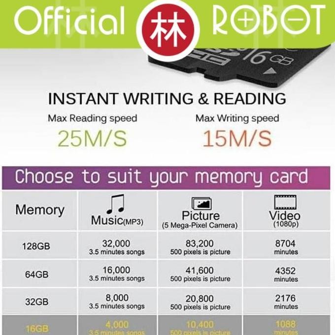 Robot Rt32G Memory Card 32Gb Class 10 Tf Card Chip New Stok
