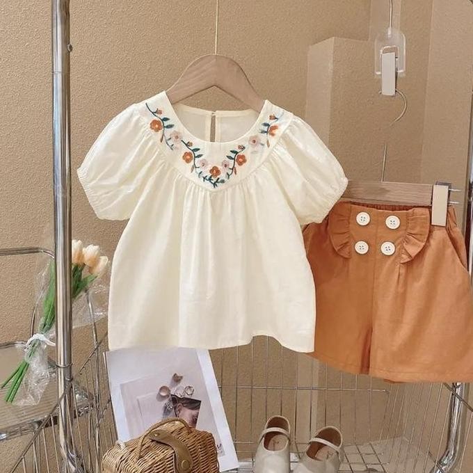 Tersedia BABYHOKI STORE Usia 7 8 9 10 Tahun Baju Anak Tanggung Cewek [363642] - Setelan Blouse Celan