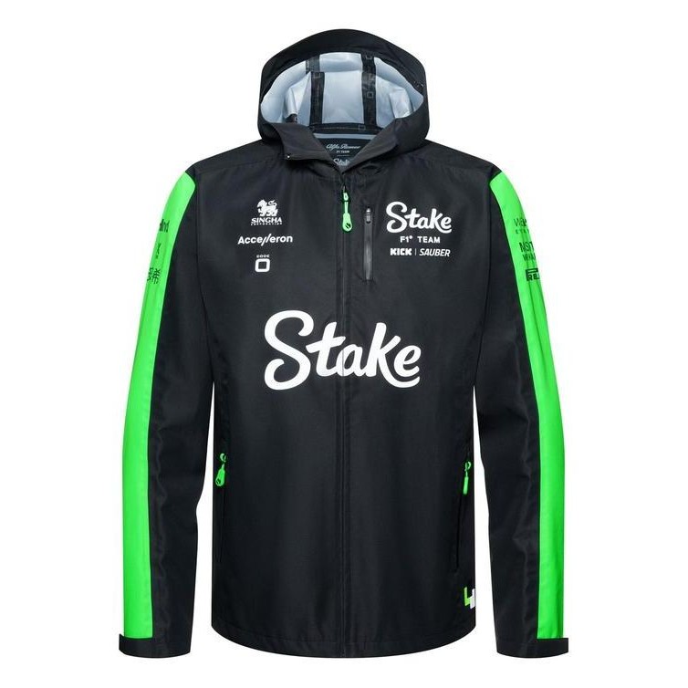 Stake F1 Team Kick Sauber 2024 Team Rain Jacket. Jaket Hujan Unisex
