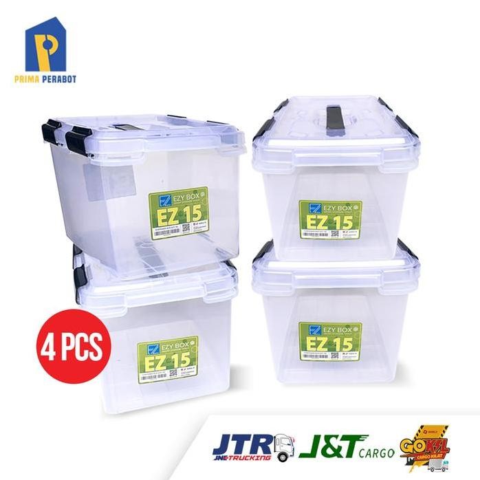 

Terlaris Storage Box Tempat Penyimpanan 15 Lt Container Boks Paket 4 Pcs Plastik