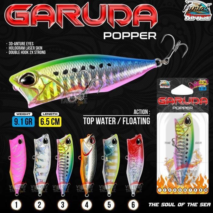 Promo Umpan Pancing Ultralight Casting Mini Popper Riptide Garuda 9 Gram Casting Kakap,Hampala,Toman