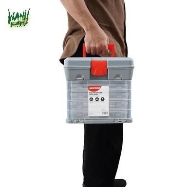 

Terlaris Kotak Perkakas Plastik Dengan 4 Organizer Biru Tool Box Krisbow Promo